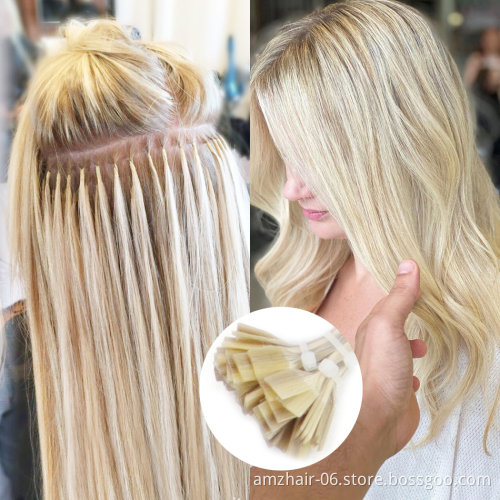 Quality Italian Keratin Pre Bonded Flat Tip Human Hair Extensions Double Drawn European Ombre Hair Extension Bundles 10-20 Inch